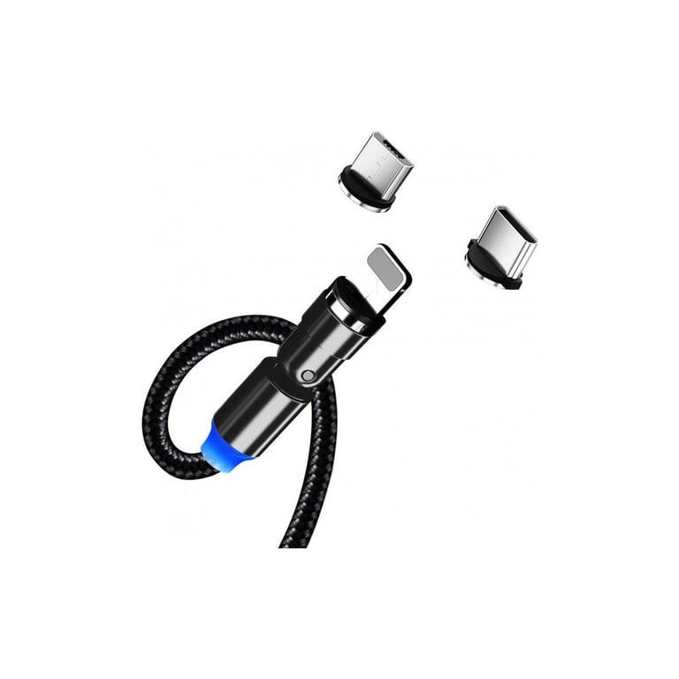 Дата кабель USB 2.0 AM to Lightning + Micro 5P + Type-C 1.0m Magnetic Ro ColorWay (CW-CBUU037-BK) - фото 4