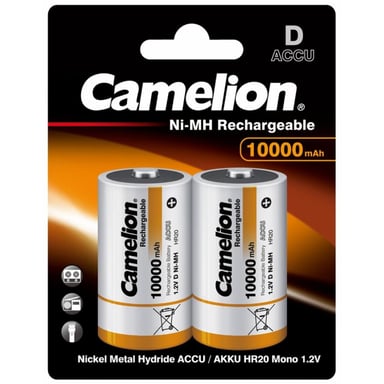 Акумулятор Camelion D 10000mAh Ni-MH * 2 R20-2BL (NH-D10000BP2) - фото 1