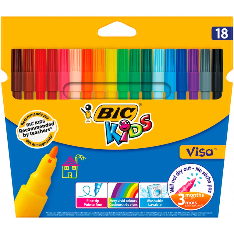 Фломастери Bic Kids Visa 880, 18 кольорів (bc888681) - фото 1