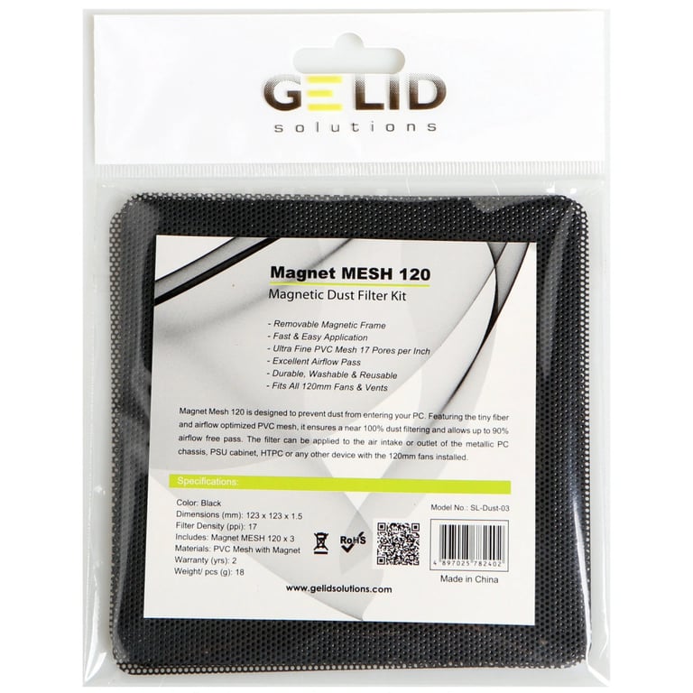 Пиловий фільтр для ПК Gelid Solutions MAGNET MESH DUST FILTER 120 3pcs (SL-Dust-03) - фото 3