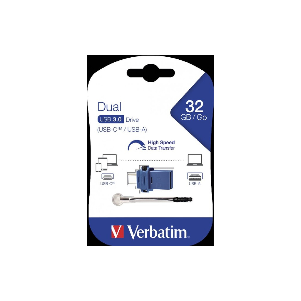 USB флеш накопичувач Verbatim 32GB Dual USB Drive USB 3.0/Type-C (49966) - фото 2 USB флеш накопичувач Verbatim 32GB Dual USB Drive USB 3.0/Type-C (49966) - фото 2