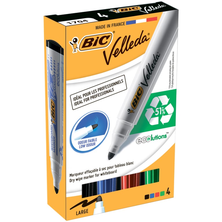 Набір маркерів Bic Набір для сухостираємих дощок Velleda Ecolutions на спиртові (bc904941) - фото 2