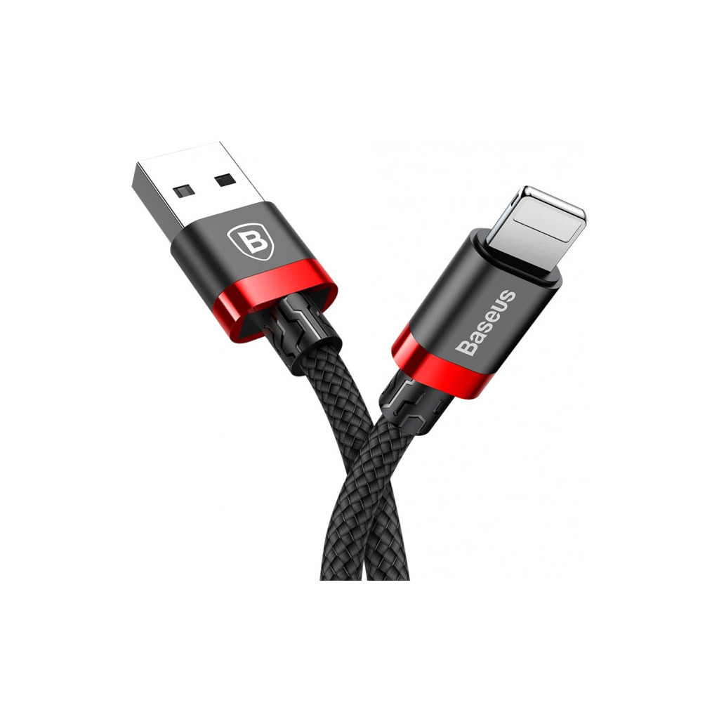Дата кабель USB 2.0 AM to Lightning 1.0m Cafule Black-Red Baseus (CALKLF-B19) - фото 1