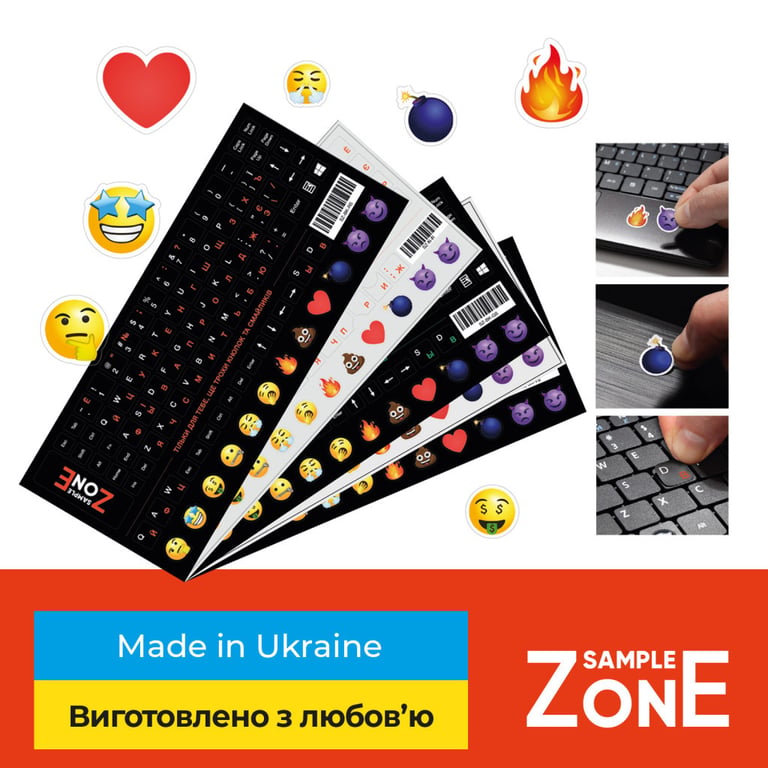 Наклейка на клавіатуру SampleZone прозора, помаранчевий (SZ-N-R) - фото 2