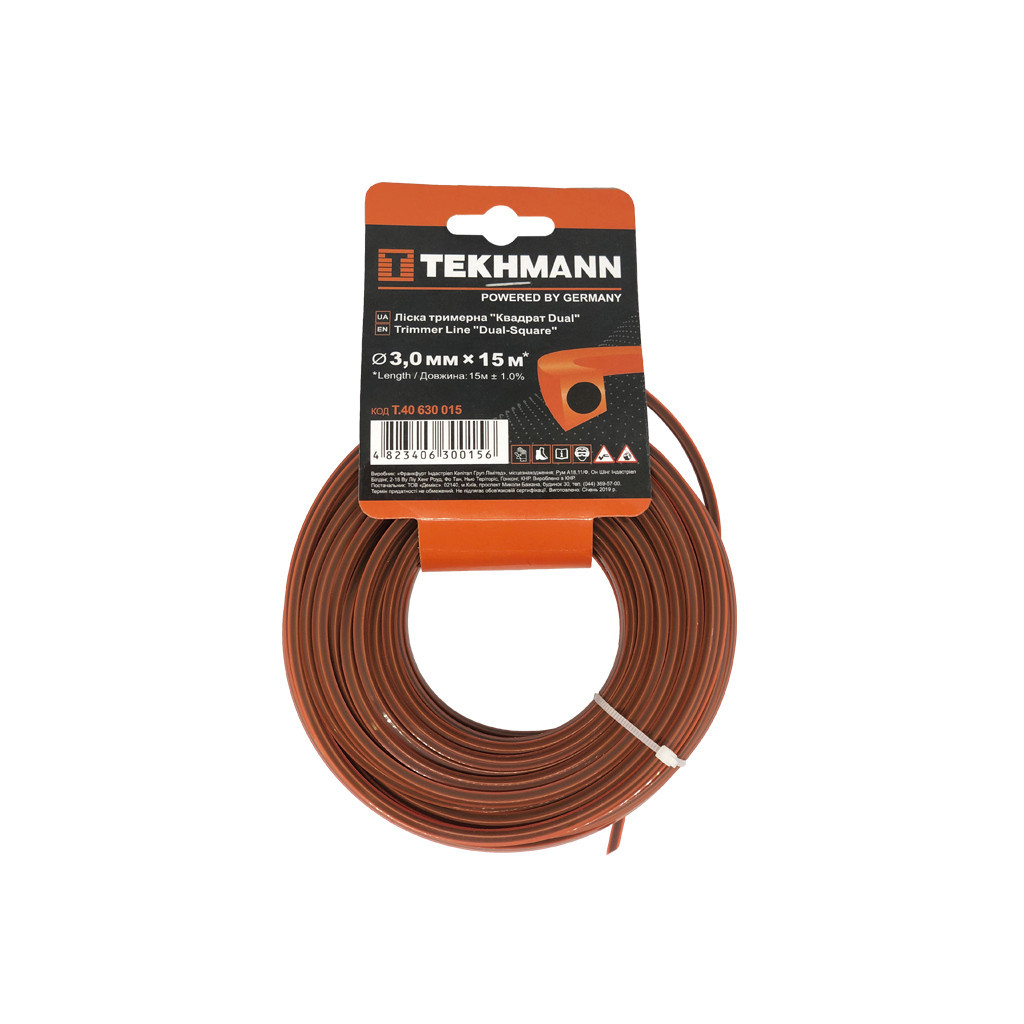 Жилка косильна Tekhmann "Квадрат DUAL" 3,0 мм x 15 м (T.40630015) - фото 1 Жилка косильна Tekhmann "Квадрат DUAL" 3,0 мм x 15 м (T.40630015) - фото 1