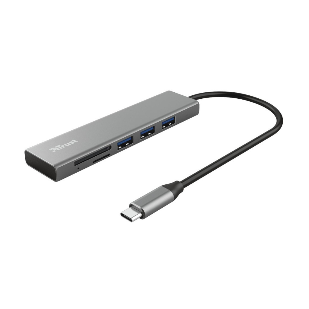 Концентратор Trust HALYX FAST 3USB+CARD READER USB-C ALUMINIUM (24191_TRUST) - фото 1