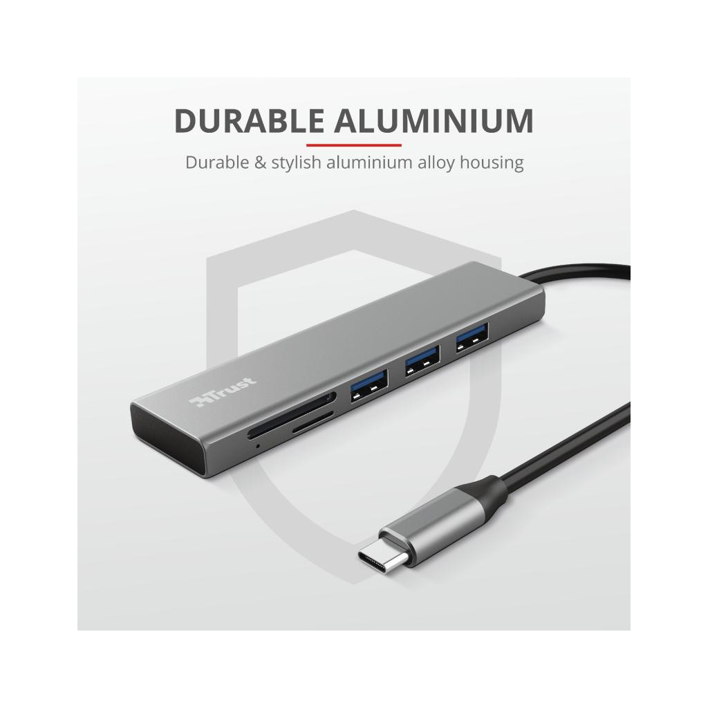 Концентратор Trust HALYX FAST 3USB+CARD READER USB-C ALUMINIUM (24191_TRUST) - фото 11 Концентратор Trust HALYX FAST 3USB+CARD READER USB-C ALUMINIUM (24191_TRUST) - фото 11