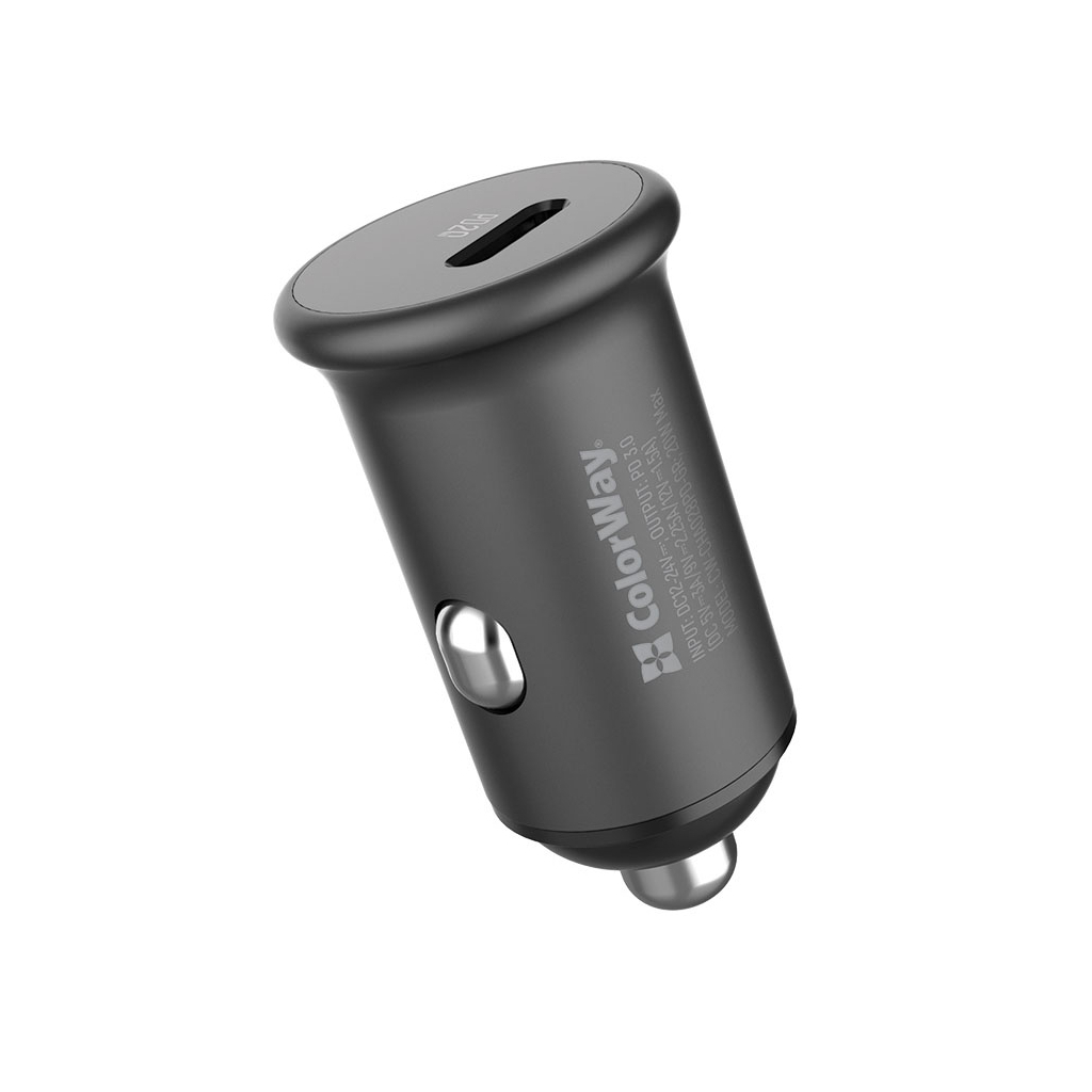 Зарядний пристрій ColorWay 1USB Car ( PD USB Type-C (20W) Gray (CW-CHA028PD-GR) Зарядний пристрій ColorWay 1USB Car ( PD USB Type-C (20W) Gray (CW-CHA028PD-GR)