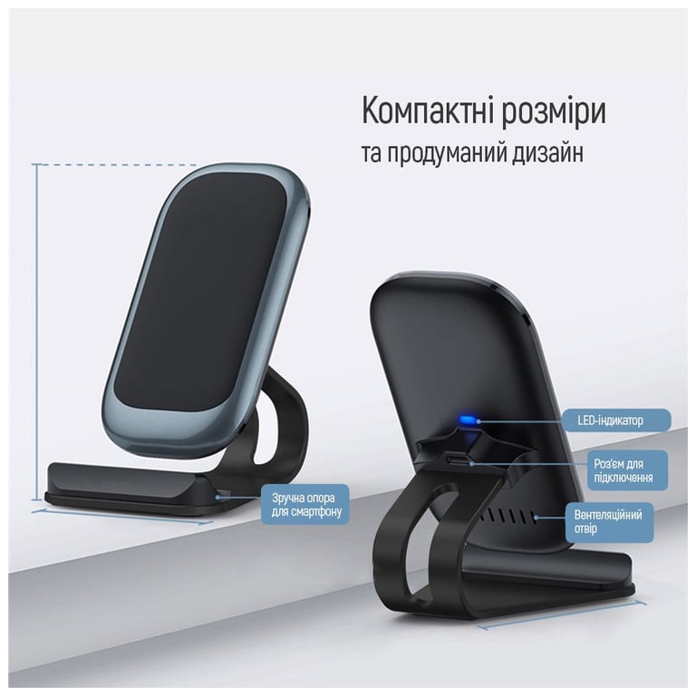 Зарядний пристрій ColorWay Wireless Stand 10W Blue (CW-CHW30Q-BL) - фото 4