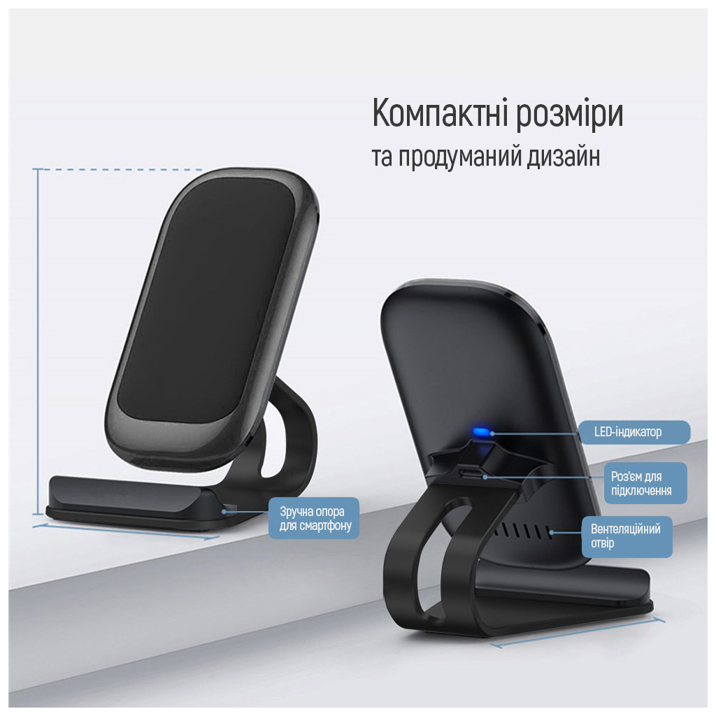 Зарядний пристрій ColorWay Wireless Stand 15W Black (CW-CHW31Q-BK) - фото 4 Зарядний пристрій ColorWay Wireless Stand 15W Black (CW-CHW31Q-BK) - фото 4