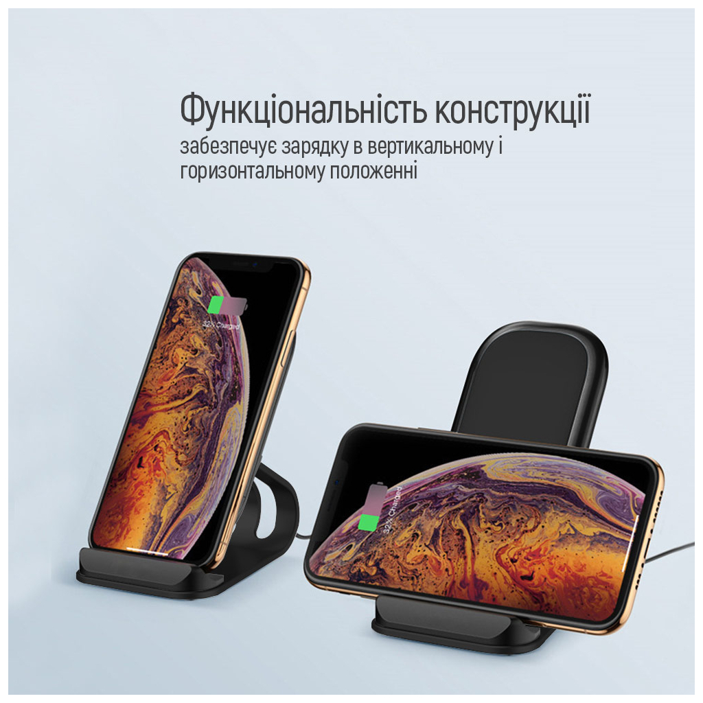 Зарядний пристрій ColorWay Wireless Stand 15W Black (CW-CHW31Q-BK) - фото 6 Зарядний пристрій ColorWay Wireless Stand 15W Black (CW-CHW31Q-BK) - фото 6