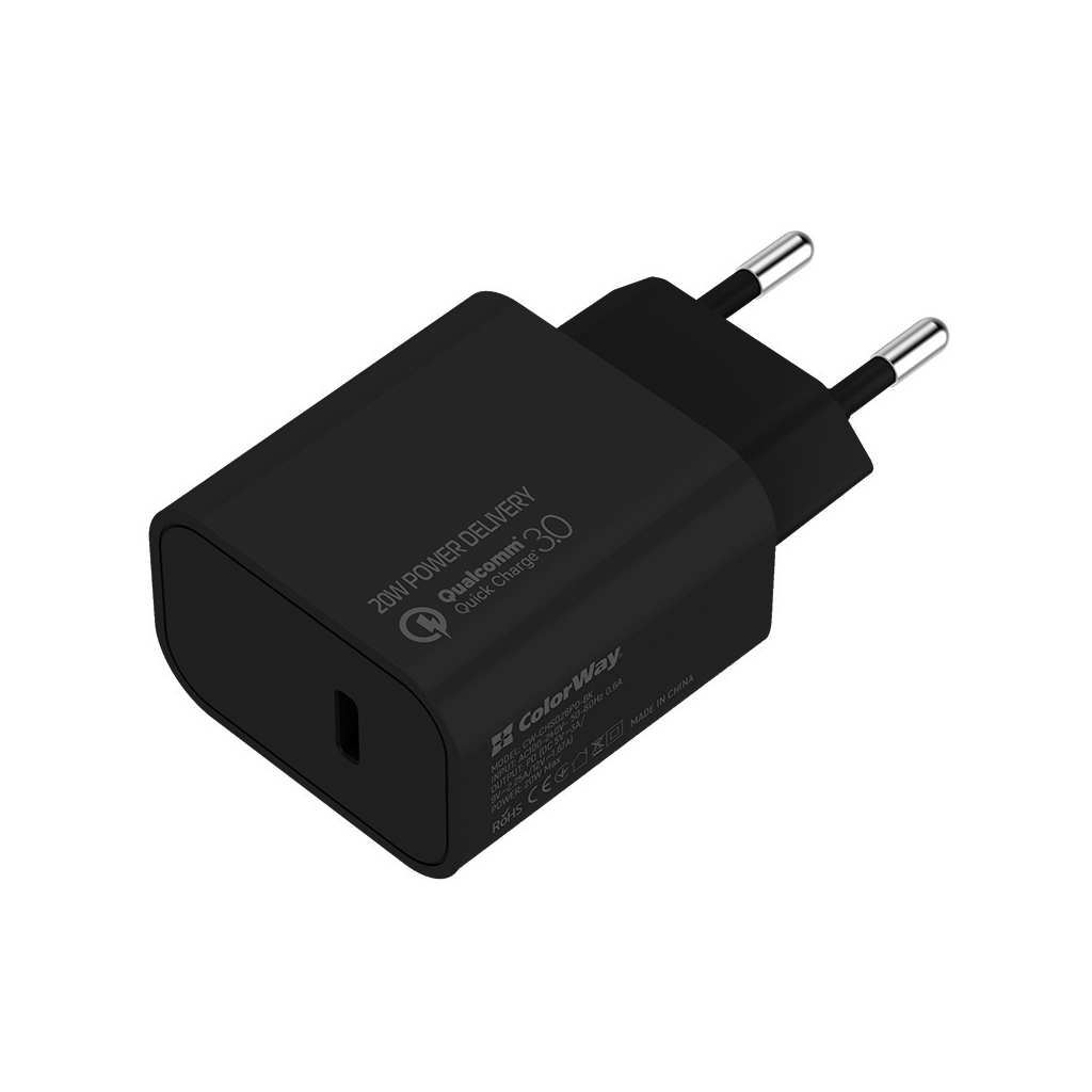 Зарядний пристрій ColorWay Power Delivery Port USB Type-C (20W) V2 black (CW-CHS026PD-BK) - фото 1 Зарядний пристрій ColorWay Power Delivery Port USB Type-C (20W) V2 black (CW-CHS026PD-BK) - фото 1