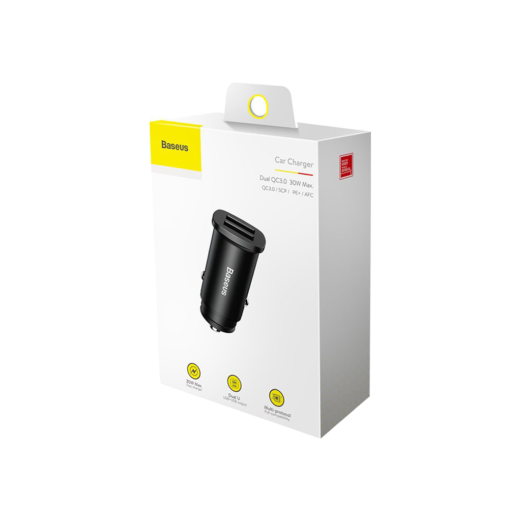 Зарядний пристрій Baseus Square metal A+A 30W Black (CCALL-DS01) - фото 4 Зарядний пристрій Baseus Square metal A+A 30W Black (CCALL-DS01) - фото 4