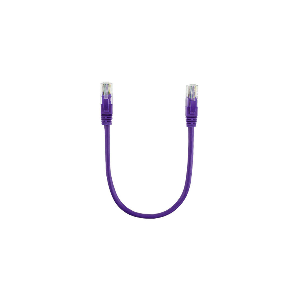 Патч-корд 0.3м, RJ-45, Cat.5e, CU, мідь, фіолетовий Ritar (PCR-CU/0.3Pe / 14090) - головне фото
