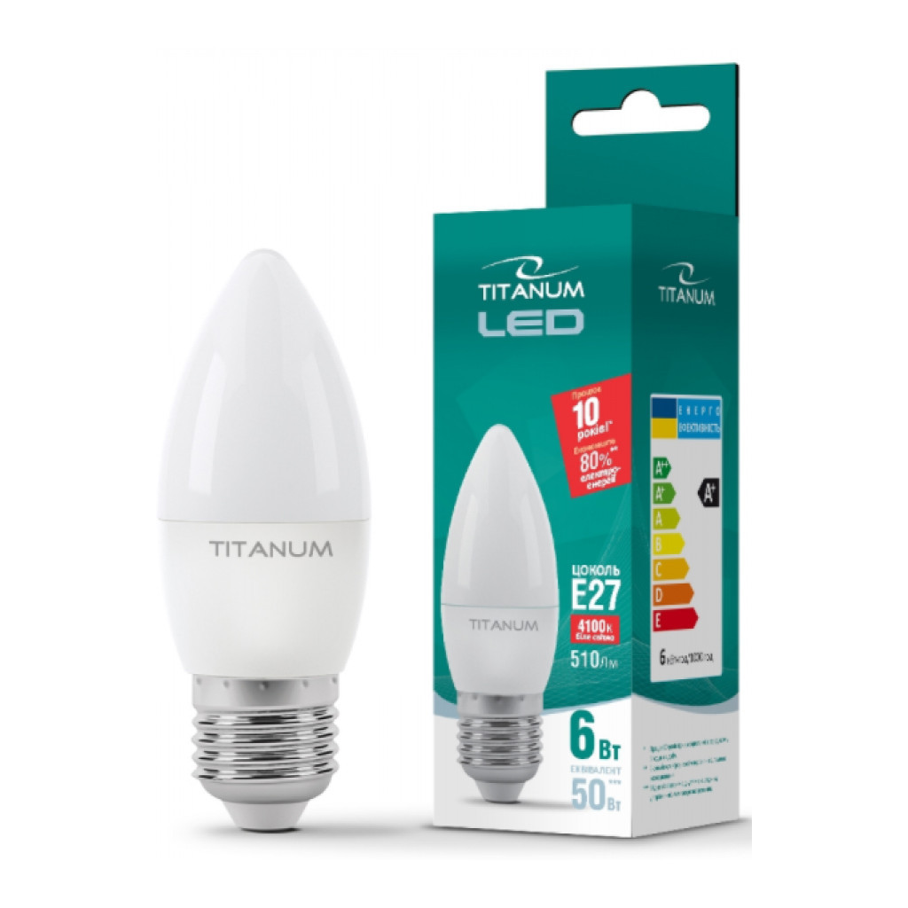 Лампочка TITANUM C37 6W E27 4100K 220V (TLС3706274) - фото 2 Лампочка TITANUM C37 6W E27 4100K 220V (TLС3706274) - фото 2