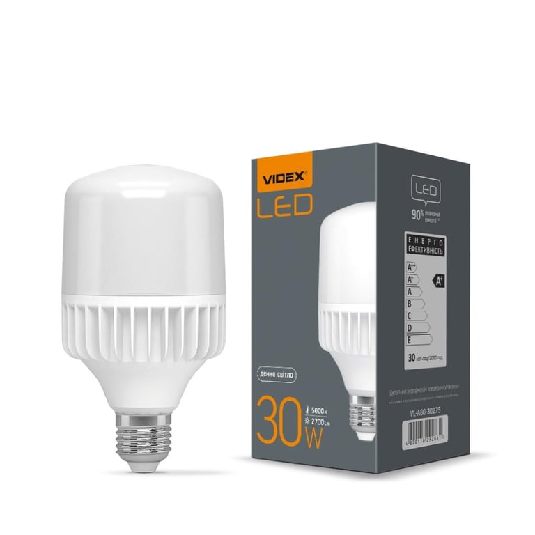 Лампочка Videx A80 30W E27 5000K 220V (VL-A80-30275) - фото 2