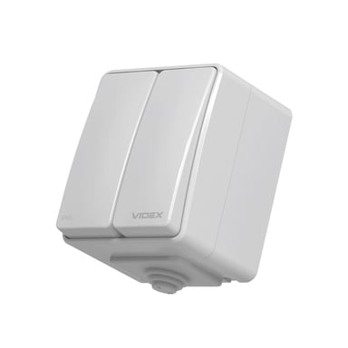 Вимикач Videx BINERA IP65 зовнішній 2кл сірий (VF-BNW12-G) - фото 1