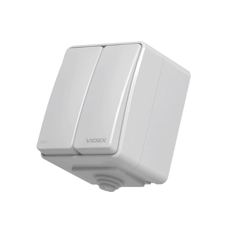 Вимикач Videx BINERA IP65 зовнішній 2кл сірий (VF-BNW12-G) - фото 1