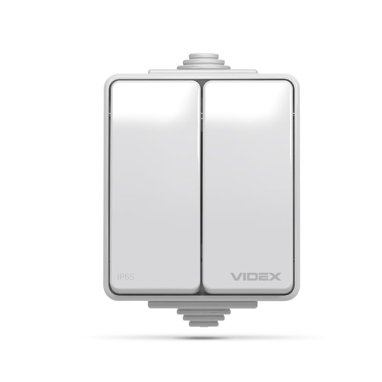 Вимикач Videx BINERA IP65 зовнішній 2кл сірий (VF-BNW12-G) - фото 2