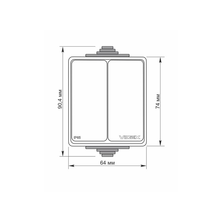 Вимикач Videx BINERA IP65 зовнішній 2кл сірий (VF-BNW12-G) - фото 4