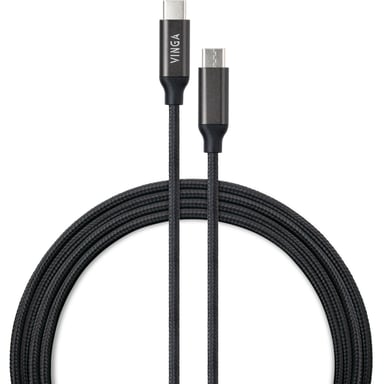 Дата кабель USB-C to USB-C 1.0m 100W E-Mark Chip Nylon Vinga (VCPCTC100BK) - фото 1