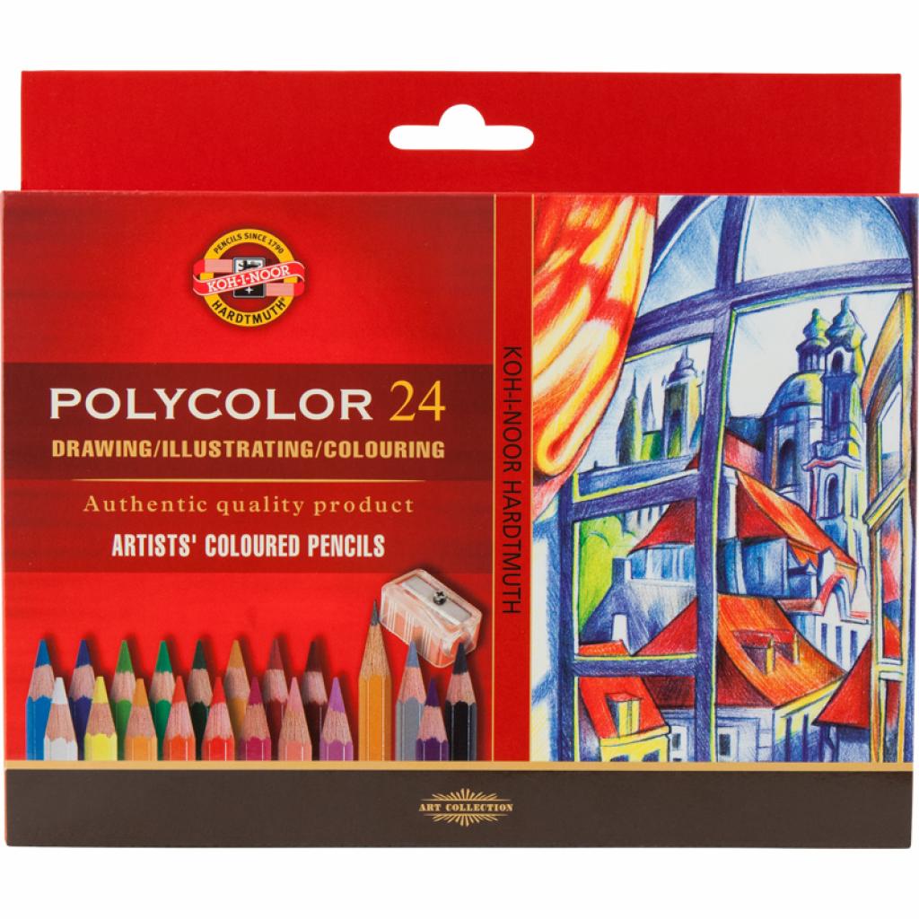Олівці кольорові Koh-i-Noor Polycolor художні 24 кольорів (3834) - фото 1 Олівці кольорові Koh-i-Noor Polycolor художні 24 кольорів (3834) - фото 1