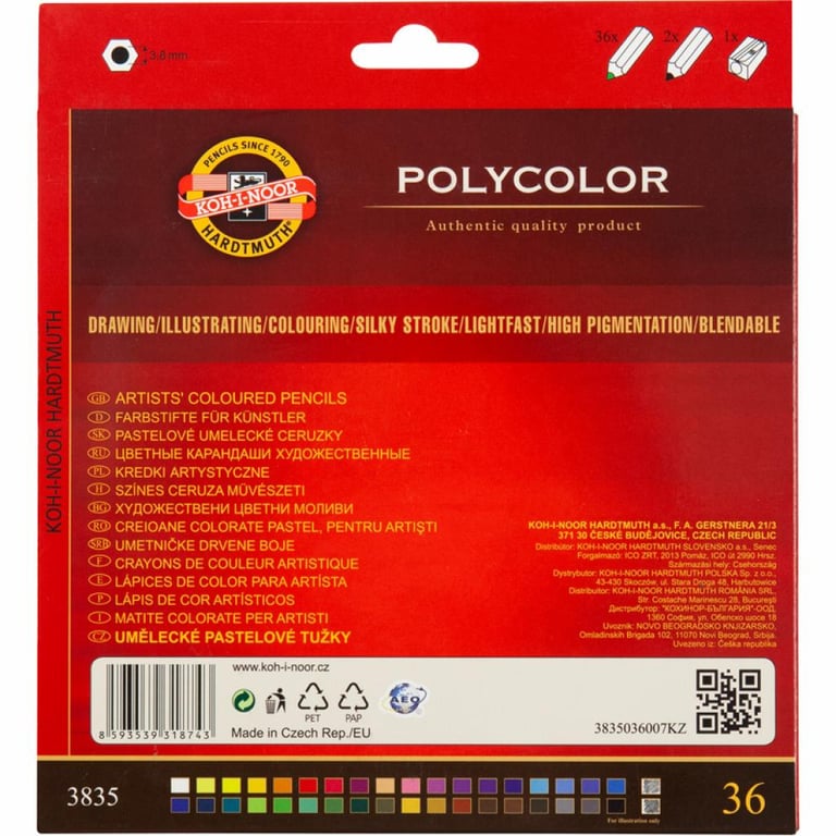 Олівці кольорові Koh-i-Noor Polycolor художні 36 кольорів (3835) - фото 2
