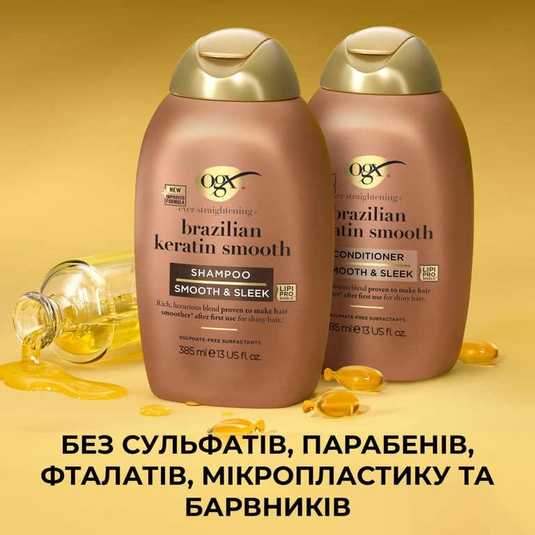 Кондиціонер для волосся OGX Brazilian Keratin Smooth для зміцнення волосся 385 мл (0022796976024) - фото 7