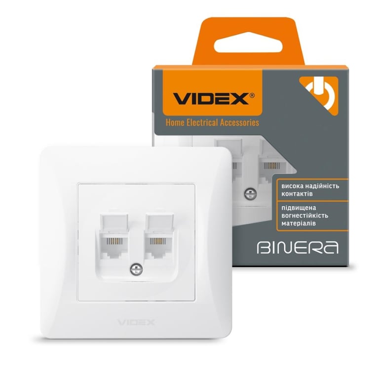Телефонна розетка Videx BINERA CAT3 + CAT3 подвійна (BINERA CAT3+CAT3 двойная) - фото 4