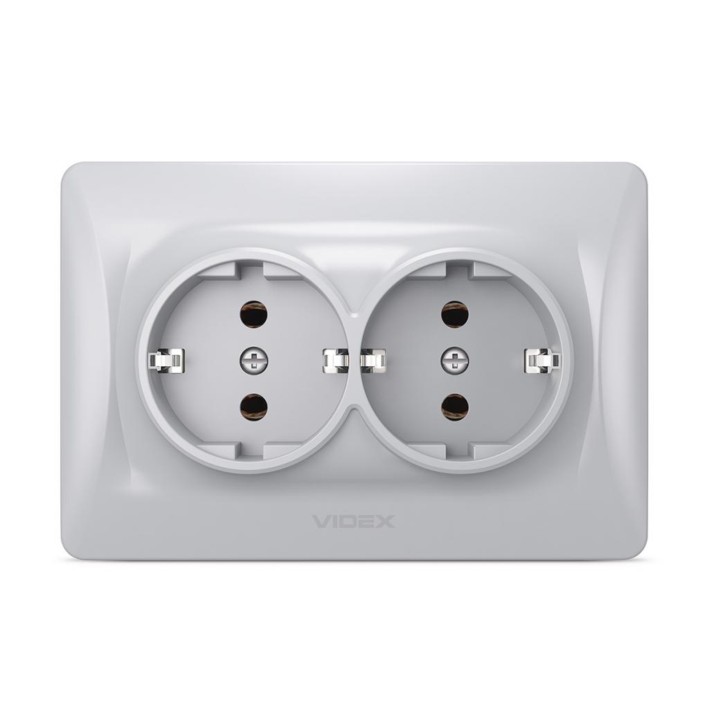 Розетка Videx BINERA 2ая с заземлением серебр (VF-BNSK2G-SS) Розетка Videx BINERA 2ая с заземлением серебр (VF-BNSK2G-SS)