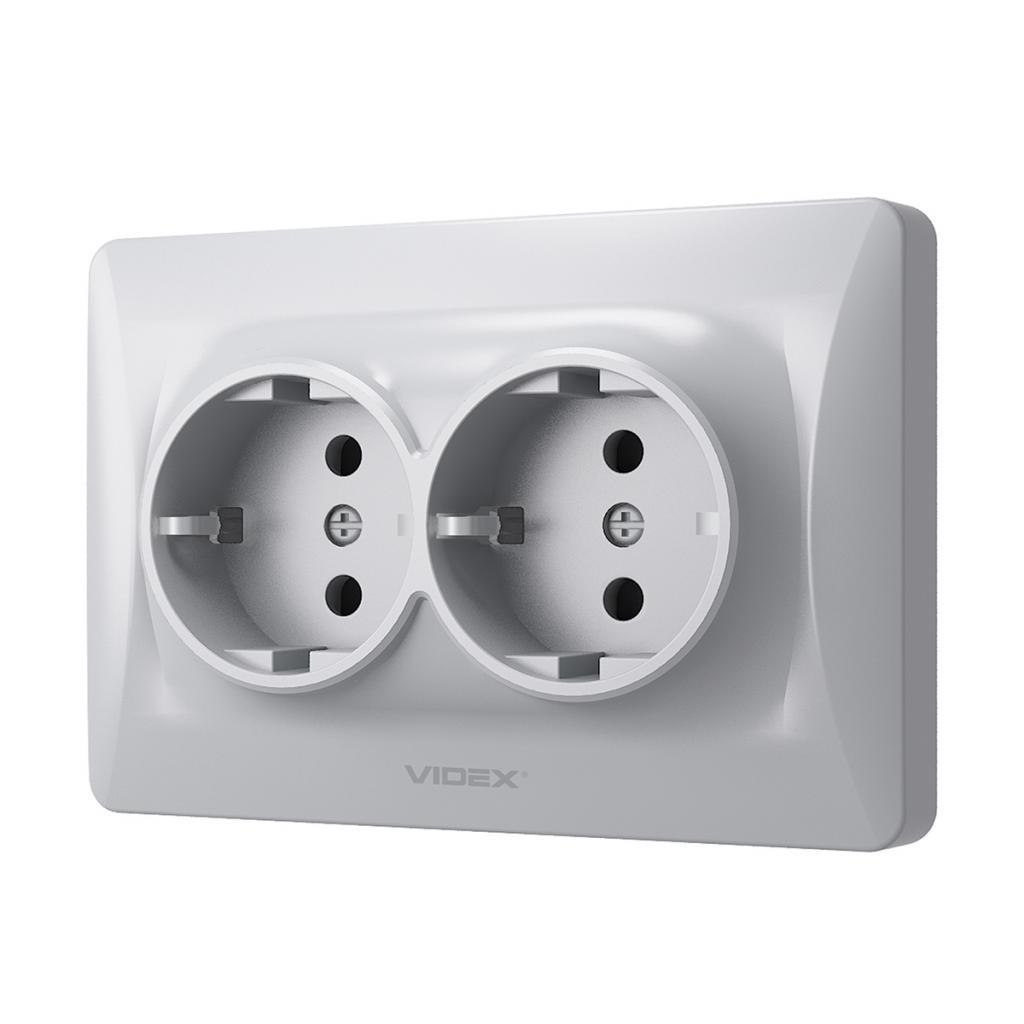 Розетка Videx BINERA 2ая с заземлением серебр (VF-BNSK2G-SS) - фото 2 Розетка Videx BINERA 2ая с заземлением серебр (VF-BNSK2G-SS) - фото 2