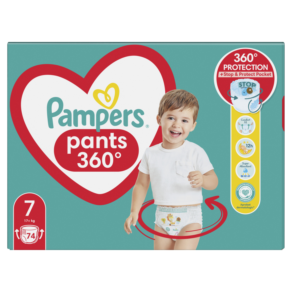 Підгузки Pampers трусики Pants Giant Розмір 7 (17+ кг) 74 шт. (8006540069622) - фото 2 Підгузки Pampers трусики Pants Giant Розмір 7 (17+ кг) 74 шт. (8006540069622) - фото 2