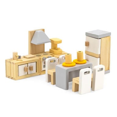 Ігровий набір Viga Toys Дерев'яні меблі для ляльок PolarB Кухня і їдальня (44038) - фото 1
