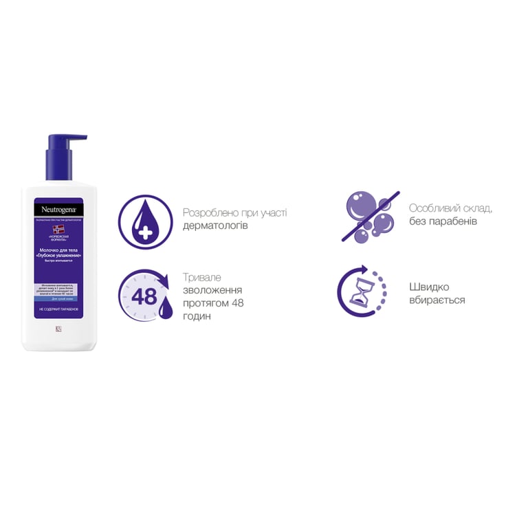 Лосьйон для тіла Neutrogena Норвезька формула Глибоке зволоження для сухої шкіри 250 мл (3574661190709/3574660514520/3574661759869) - фото 10