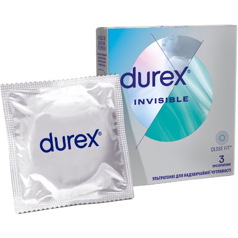 Презервативи Durex Іnvisible латексні з силіконовою змазкою ультратонкі 3 шт. (5052197049589) - фото 1