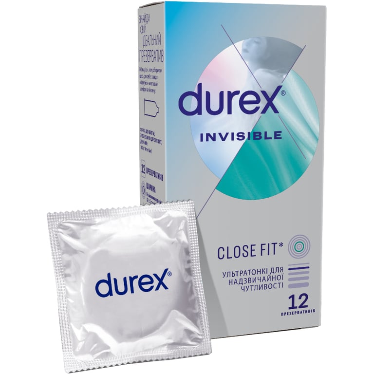 Презервативи Durex Іnvisible латексні з силіконовою змазкою ультратонкі 12 шт. (5052197049619) - фото 1