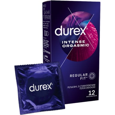Презервативи Durex Intense Orgasmic рельєфні з стимулюючим гелем-змазкою 12 шт. (5052197056037) - фото 1