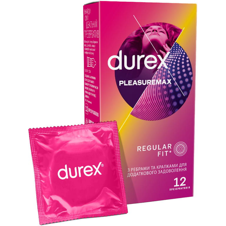 Презервативи Durex Pleasuremax з силіконовою змазкою з ребрами та крапками 12 шт. (5038483204016) - фото 1