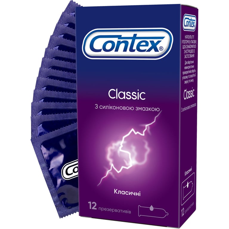 Презервативи Contex Classic латексні з силіконовою змазкою (класичні) 12 шт. (5060040302552) - фото 1