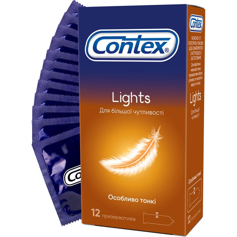 Презервативи Contex Lights особливо тонкі латексні з силіконовою змазкою 12 шт. (5060040302088) - фото 1