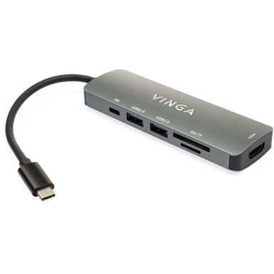 Концентратор Vinga USB Type-C 3.1 to HDMI+USB3.0+USB 2.0+SD/microSD+PD 6in1 (VHC6) - фото 1
