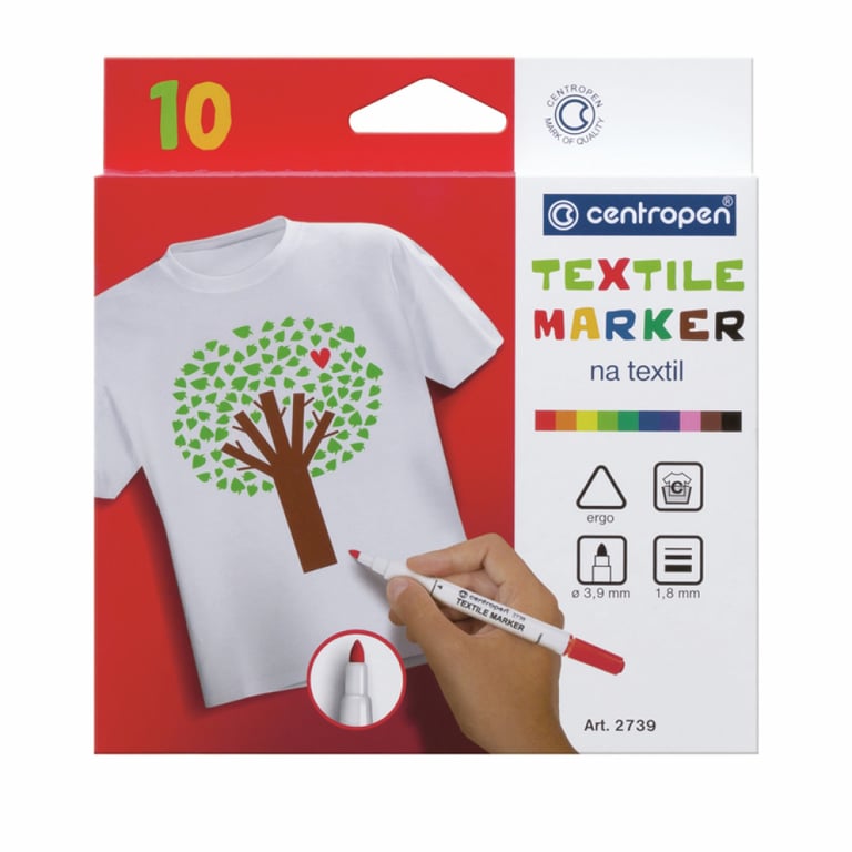 Набір маркерів Centropen набір для текстилю Textile 1.8 мм 10 шт (2739.10) - фото 1