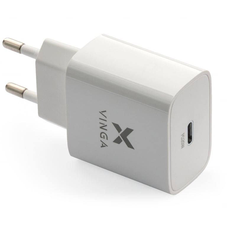 Зарядний пристрій Vinga PD Type-C 20W Charger white (VWCPDC) - фото 1