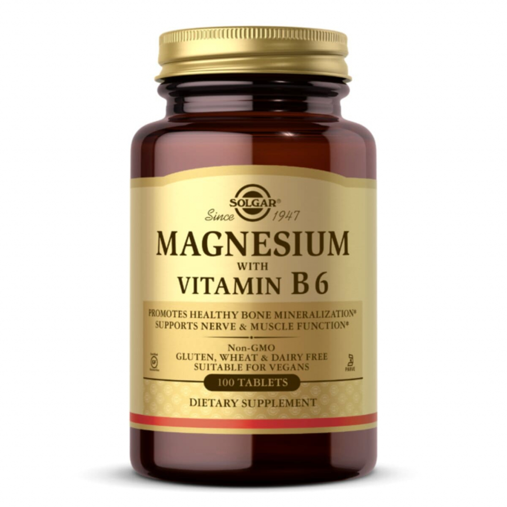 Мінерали Solgar Магній з вітаміном B6, Magnesium with Vitamin B6, 100 таблет (SOL01720) - фото 1