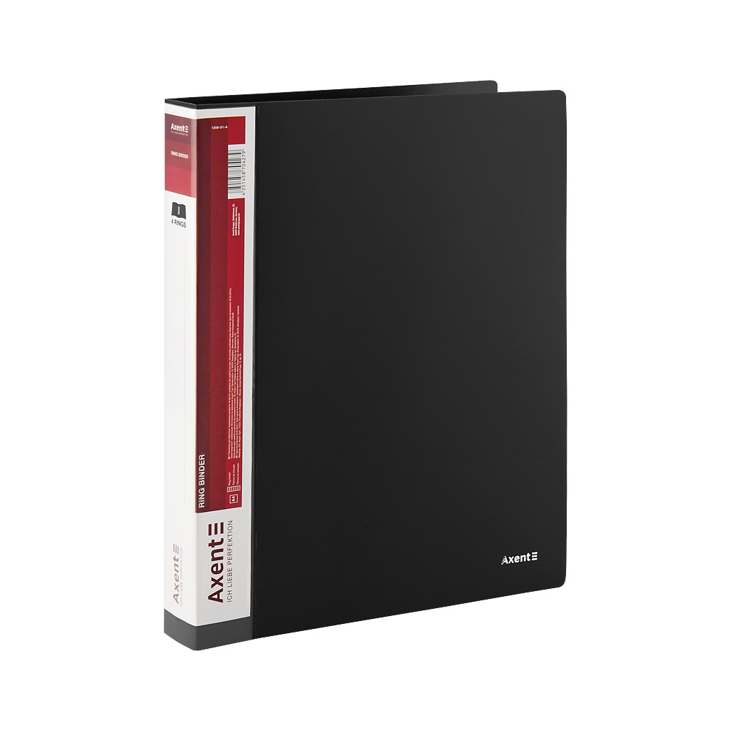 Папка на кільцях Axent А4 з 4-ма кільцями 700 мкм 35 мм Чорна (1208-01-A) - фото 2 Папка на кільцях Axent А4 з 4-ма кільцями 700 мкм 35 мм Чорна (1208-01-A) - фото 2