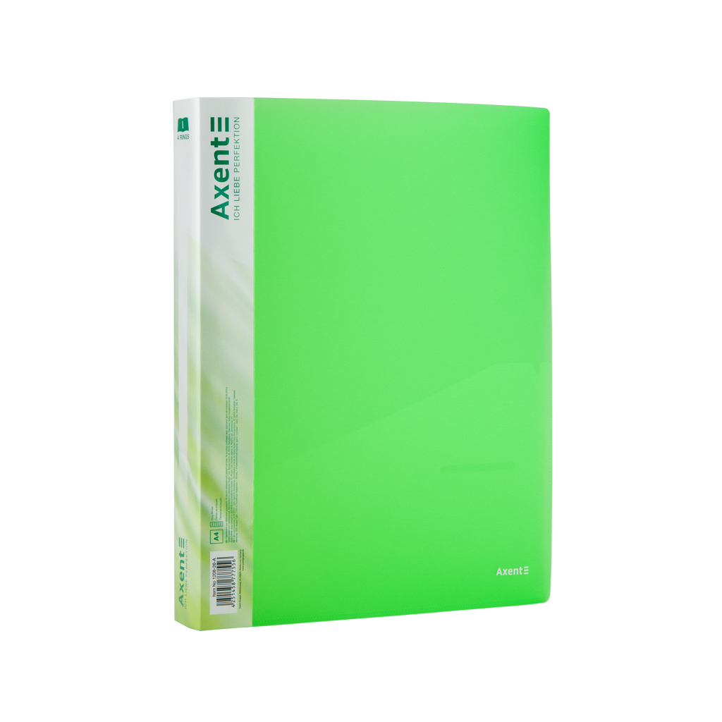 Папка на кільцях Axent А4 з 4-ма кільцями 700 мкм 35 мм Прозора зелена (1208-26-A) - фото 1 Папка на кільцях Axent А4 з 4-ма кільцями 700 мкм 35 мм Прозора зелена (1208-26-A) - фото 1