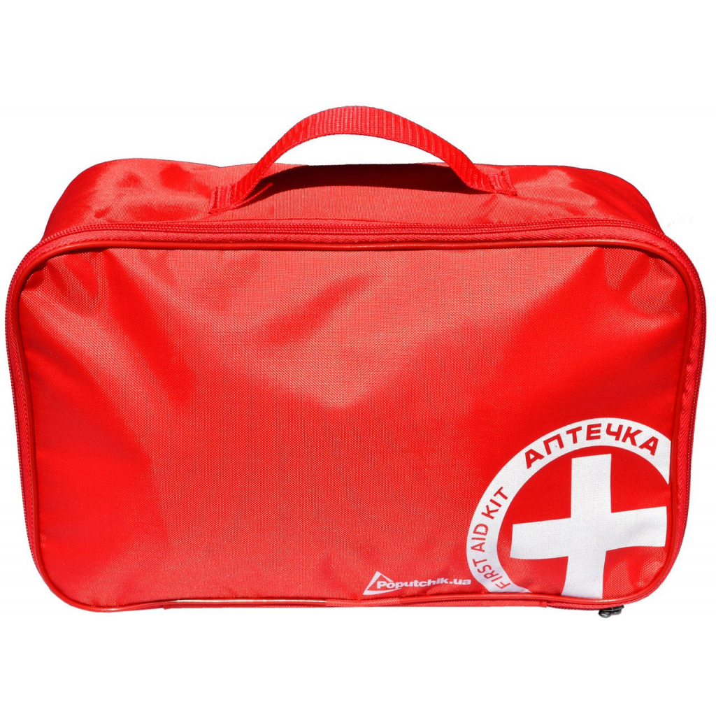 Автомобільна аптечка Poputchik 2 (АМА-2) згідно ДСТУ 3961-2000 футляр м'який червоний 30х18 (02-028-М) - фото 1