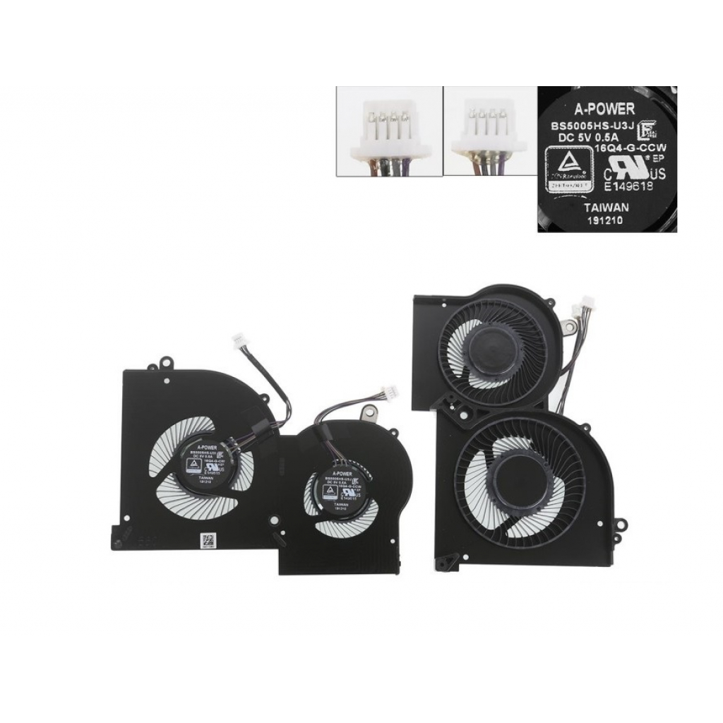 Вентилятор ноутбука MSI GS65/MS-16Q2 (BS5005HS-U3I) DC 5V,4+4pin,GPU (A48493) - фото 1