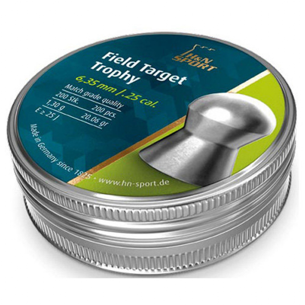 Пульки H&N Field Target Trophy 6,35 mm, 1,29 г, 200 шт/уп (92106350003) - фото 1 Пульки H&N Field Target Trophy 6,35 mm, 1,29 г, 200 шт/уп (92106350003) - фото 1