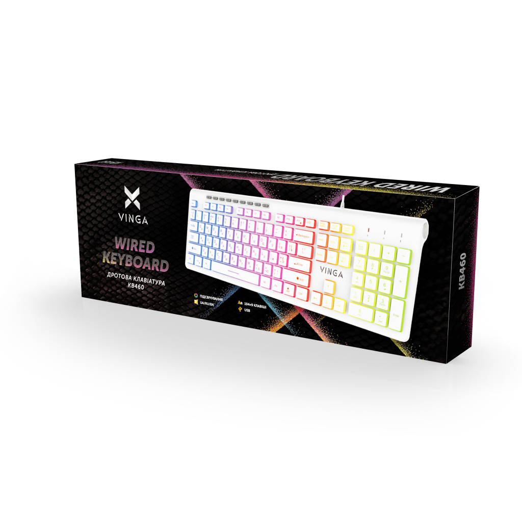 Клавіатура Vinga KB-460 White - фото 4 Клавіатура Vinga KB-460 White - фото 4